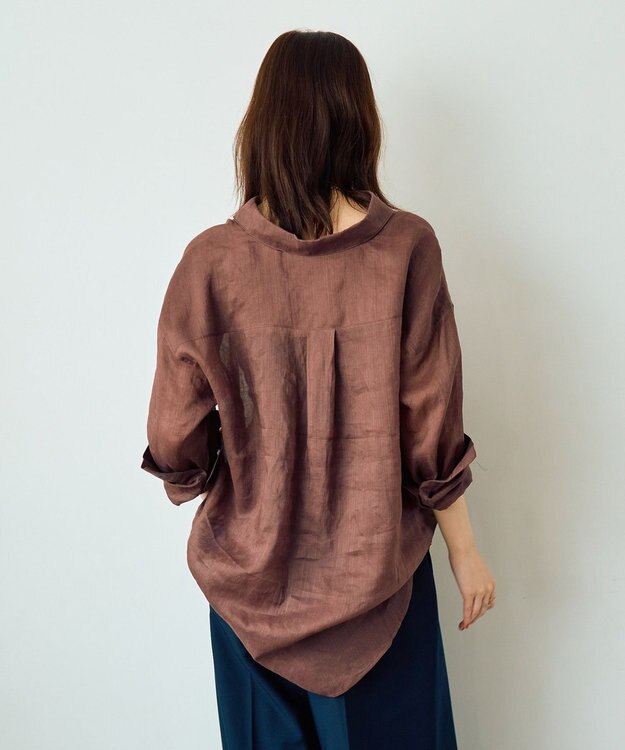 YECCA VECCA 3wayシアーリネンシャツ Brown
