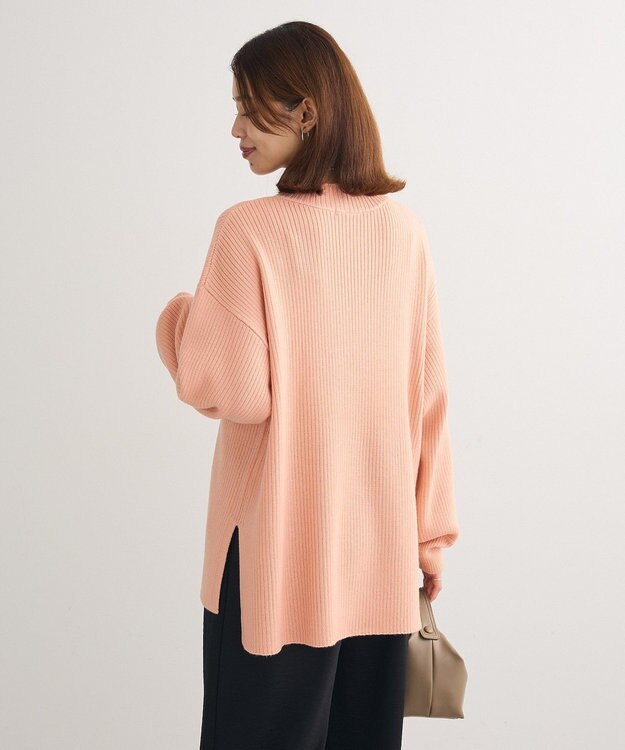 Green Parks 洗えるボトルネックリブニットプルオーバー Pink