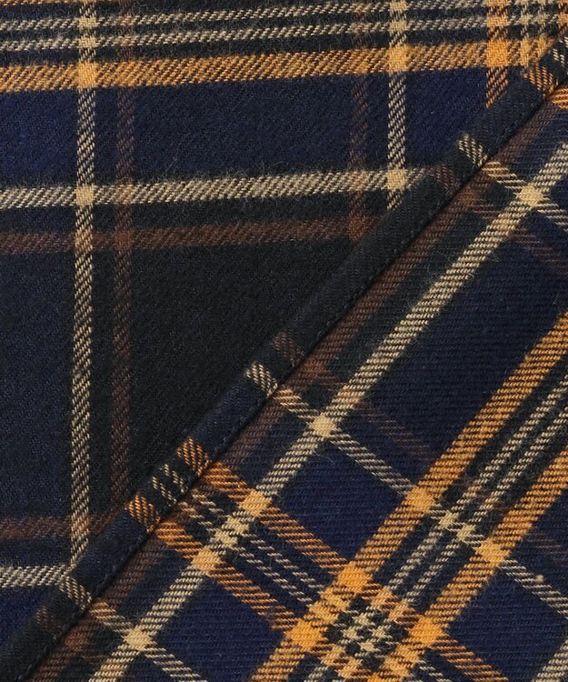 23区 L 【Lサイズ限定】ブラッシュド ビエラチェック ノーカラーブラウス ネイビー系