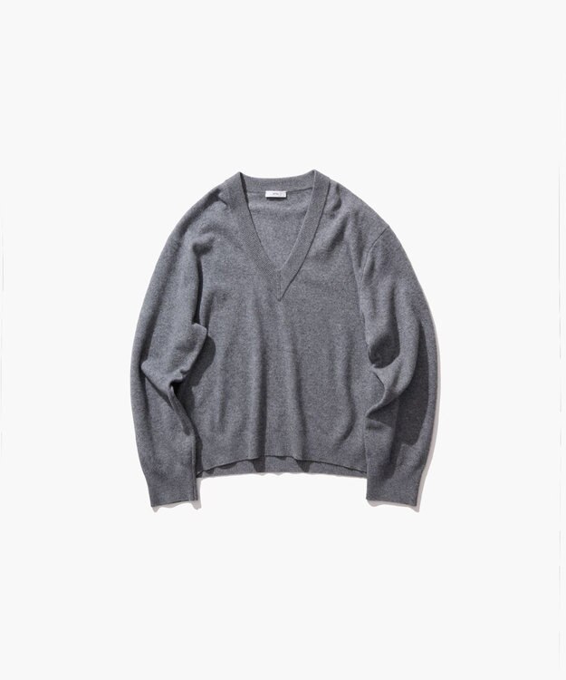 ATON MERINO COLLEGE KNIT | Vネックセーター GRAY