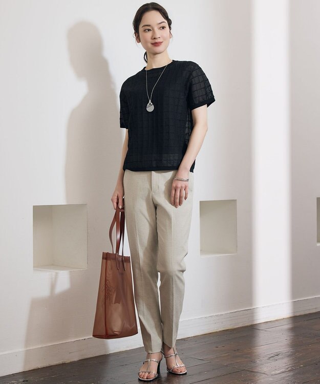 自由区 L 【ワコールコラボ・2点SET】シアーチェックニット プルオーバー ブラック