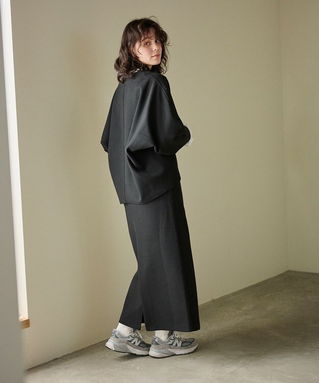 #Newans 【洗濯機可能/セットアップ】ナローシルエットエアリースカート ブラック