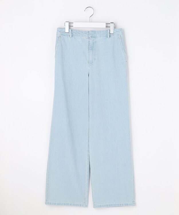 J.PRESS LADIES コットンリネン 7oz デニム セミワイド パンツ ブリーチ系