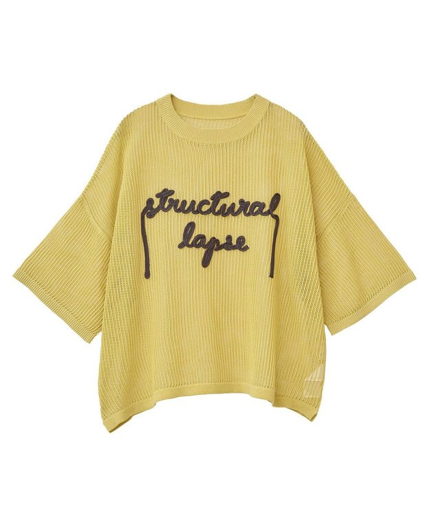 Green Parks テープロゴ透かしニットプルオーバーⅡ Yellow