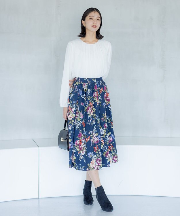 組曲 S 【23AW】ローズブーケプリント フレアスカート ネイビー系5