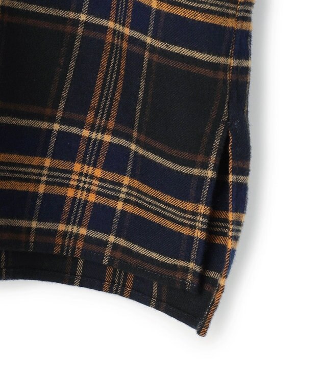 23区 L 【Lサイズ限定】ブラッシュド ビエラチェック ノーカラーブラウス ネイビー系