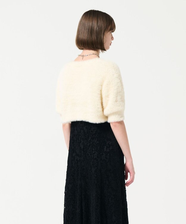 GRACE CONTINENTAL フェザースリーブニットカーディガン ホワイト