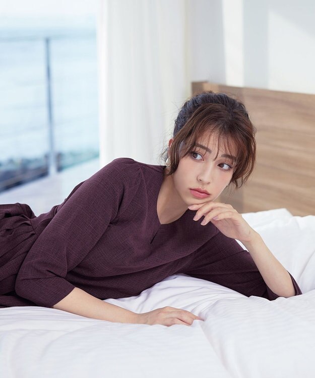 Tiaclasse 【洗える】プリーツワンピース ワイン