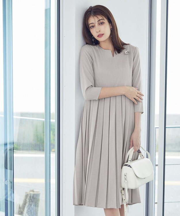 Tiaclasse 【洗える】プリーツワンピース グレー