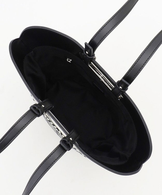 ICB 【先行予約】 フェイクラフィア2WAYバッグ ブラック×オフホワイト