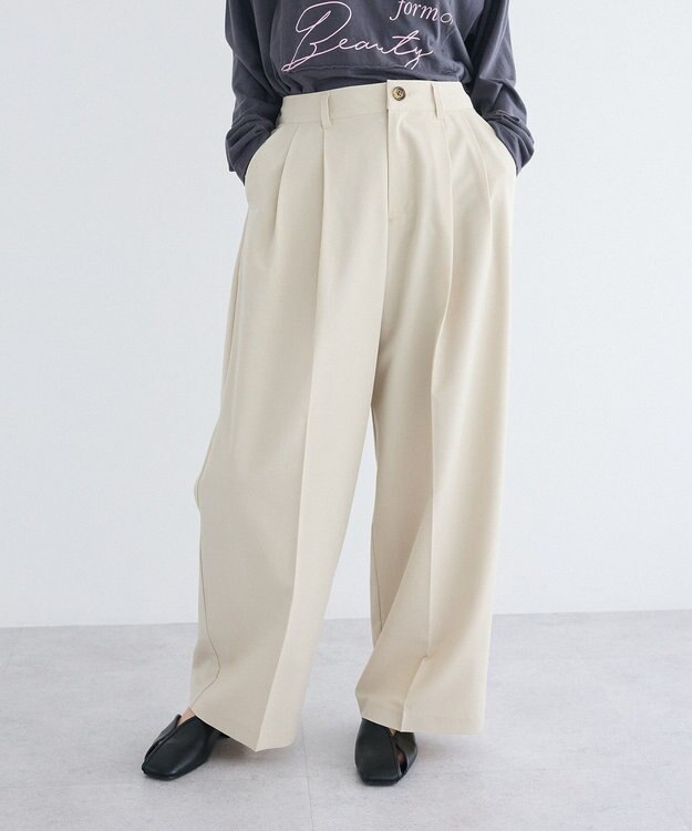 CRAFT STANDARD BOUTIQUE タックイージーワイドパンツ Light Beige