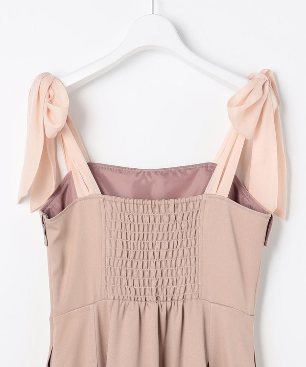 Feroux シアーリボンショルダー ジャンパースカート ピンク系