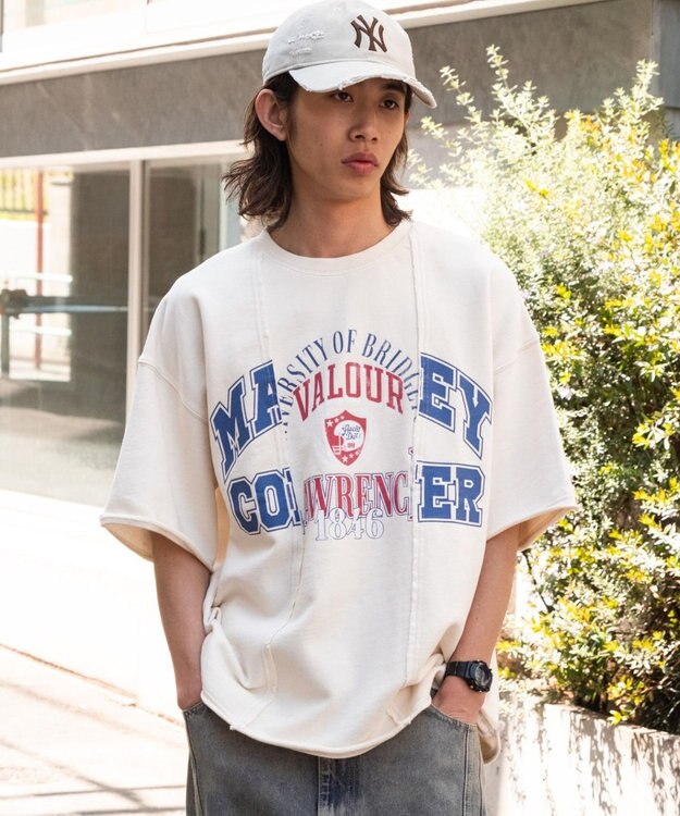 WEGO 【ユニセックス着用ITEM/MLサイズ展開】ドッキングカレッジスウェT（SS） オフホワイト