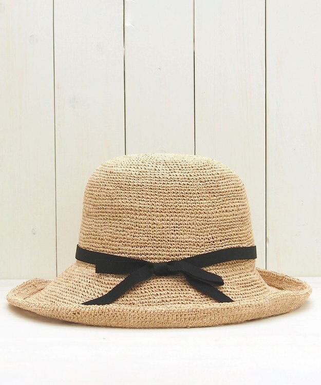 石田製帽  ラフィア糸入りかぎ編み ソフトハットセーラ ナチュラル