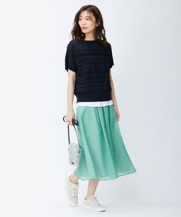 J.PRESS LADIES 【洗える】ブライトスパンボイルAタック スカート グリーン系