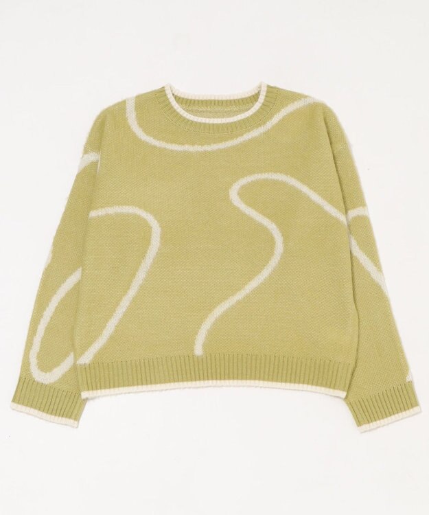 WEGO 【25年秋冬新作】ニュアンスライン配色プルオーバー グリーンその他