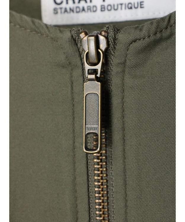 CRAFT STANDARD BOUTIQUE コットンギャバジンノーカラーＺＩＰブルゾン Khaki