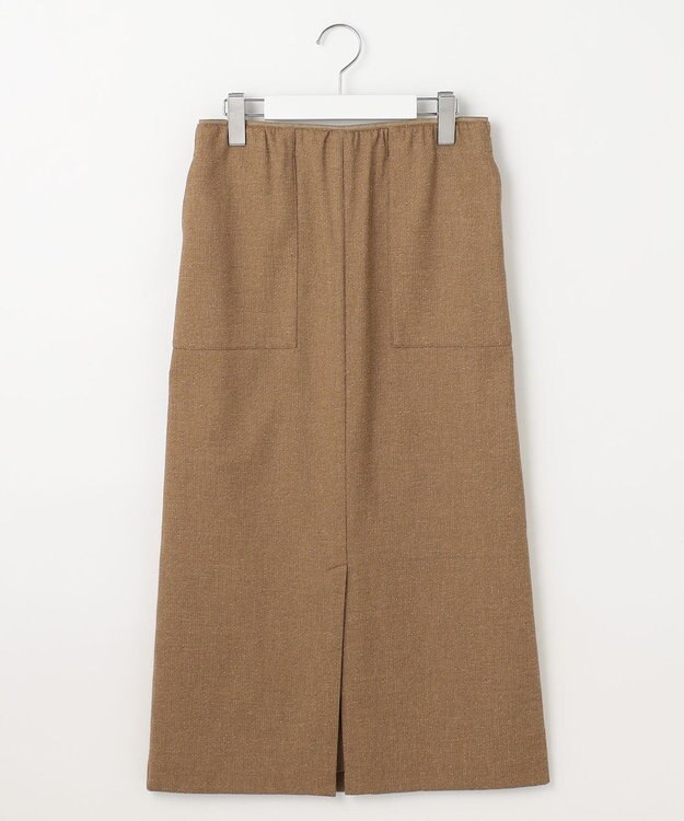 自由区 L シルクネップツイード スカート ダークキャメル