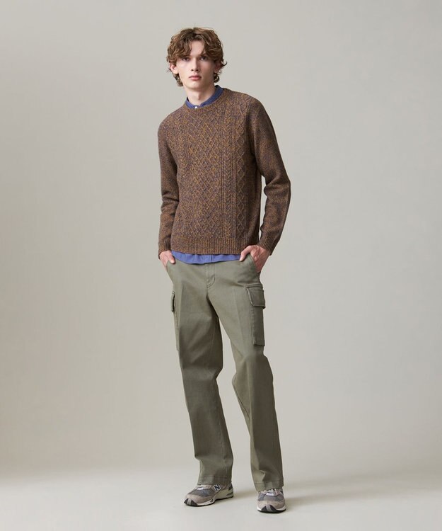 J.PRESS MEN 【KING SIZE】【Cash Lamb’s wool】ケーブルニット / クルー イエロー系