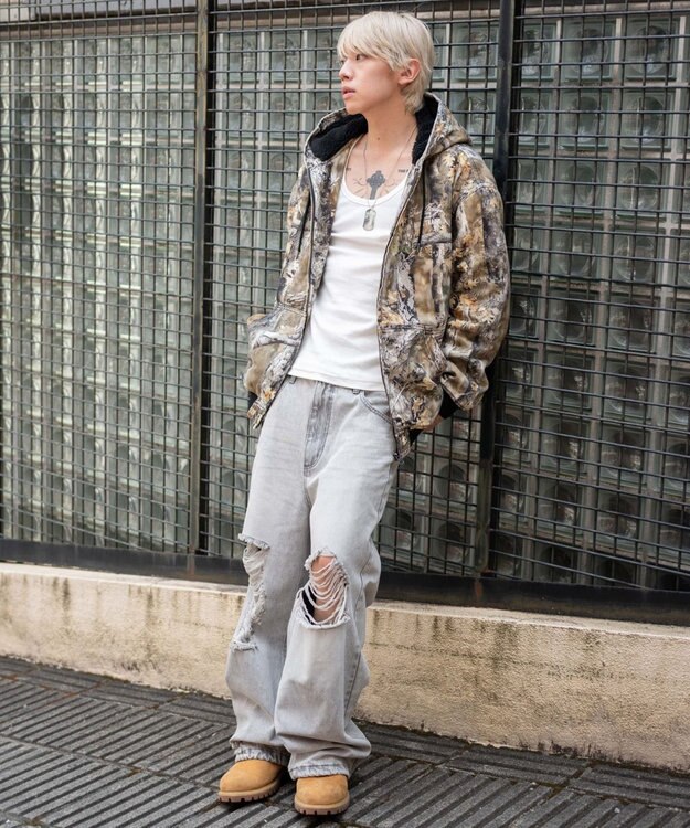 WEGO 【ユニセックス着用ITEM/MLサイズ展開】ワーカーズボアフードブルゾン 柄1