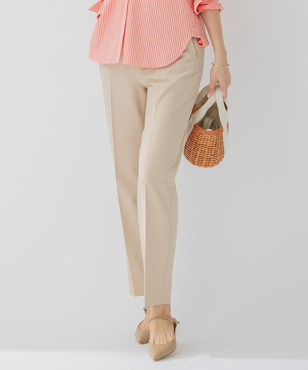 23区 L 【洗える】ストレッチツイル センタープレス パンツ ベージュ系