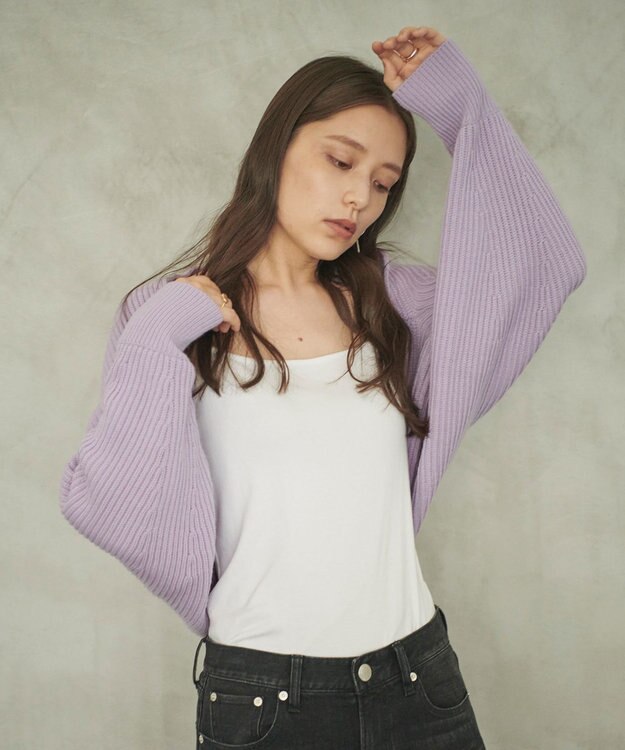 #Newans 【洗える】エアリーウールボレロカーディガン ラベンダー系