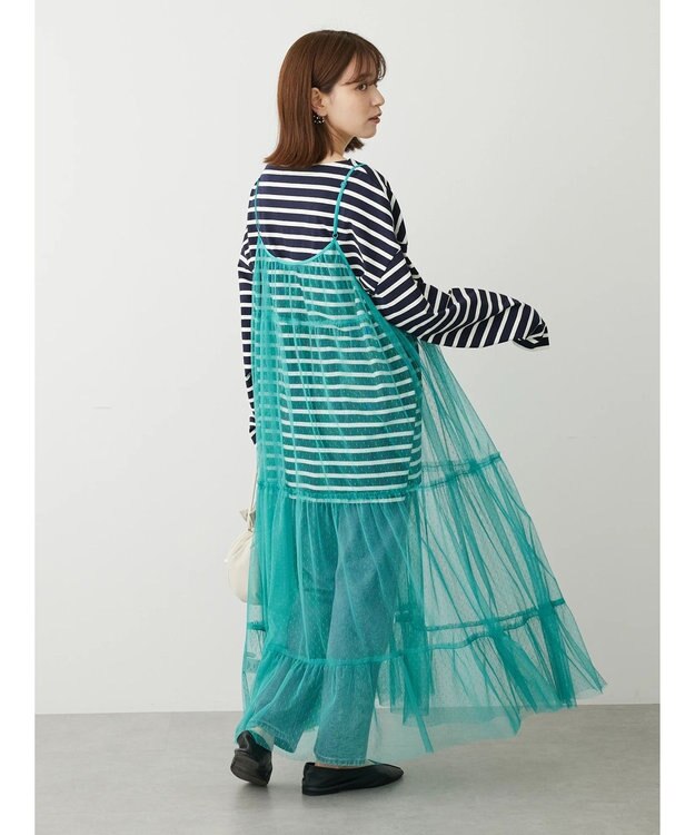 Green Parks ・ＥＬＥＮＣＡＲＥ　ＤＵＥ　２ｗａｙチュールキャミワンピ Turquoise Blue