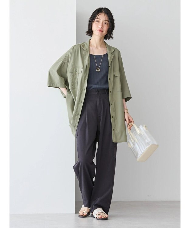 AMERICAN HOLIC 接触冷感＋ＵＶカットＷポケットＢＩＧシャツチュニック Khaki