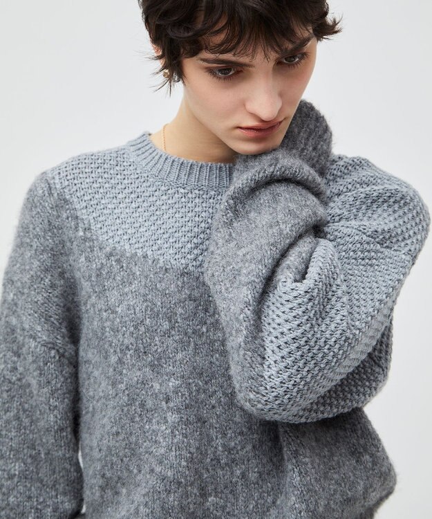 BEIGE， GLAIEULS / アルパカ混インターシャニット Md Gray