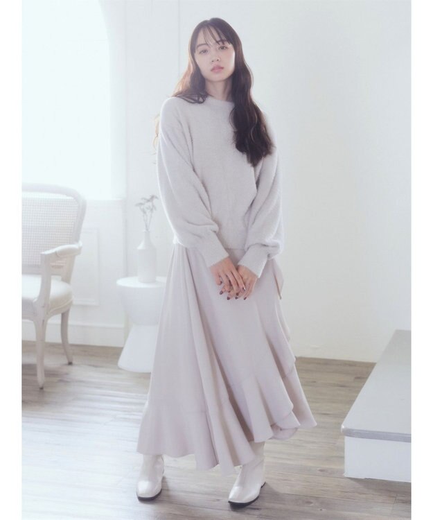 earth music&ecology ラッフルフリルイレヘムスカート Beige