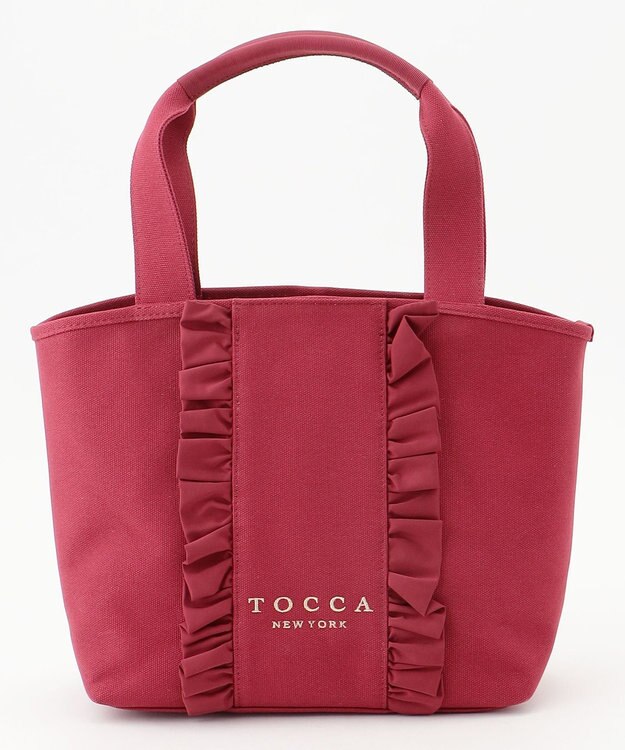 TOCCA 【A4サイズ対応】RIBBON FRILL CANVASTOTE キャンバストートバッグ ボルドー系