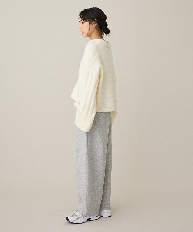 CRAFT STANDARD BOUTIQUE ロールアップ袖ショート丈ニットプルオーバー Ivory