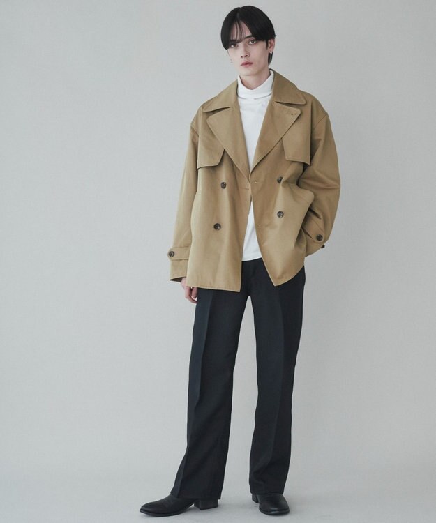 WEGO 【ユニセックス着用ITEM】ショートトレンチジャケット ベージュ