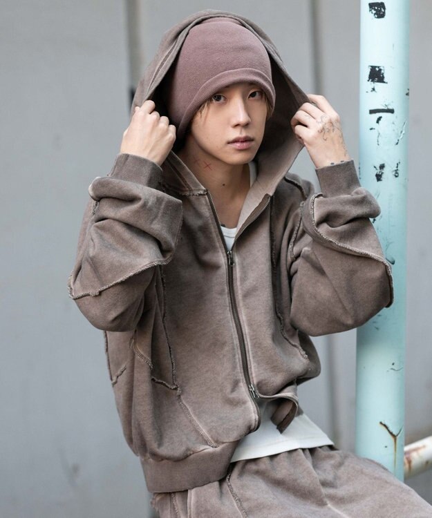 WEGO 【ユニセックス着用ITEM/MLサイズ展開】スウィッチングZIPパーカー ブラウン