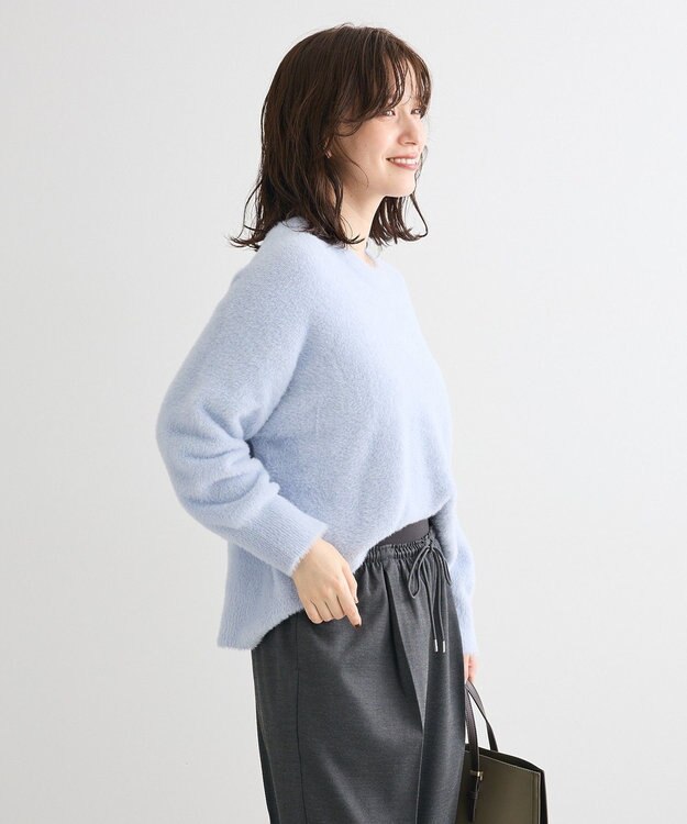 Green Parks シャギークルーネックニットプルオーバー Sax