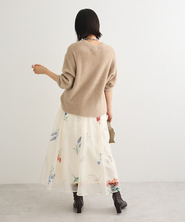 Green Parks シャギークルーネックニットプルオーバー Gray Beige