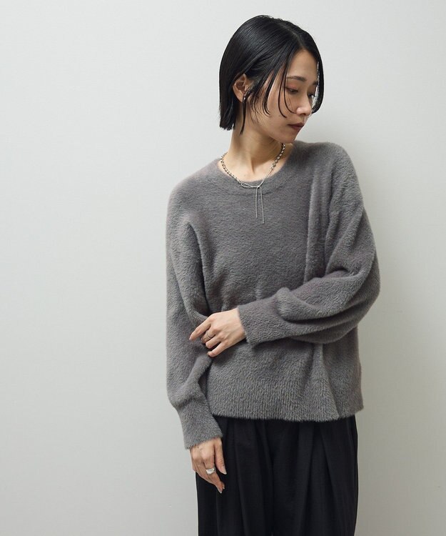 Green Parks シャギークルーネックニットプルオーバー Gray