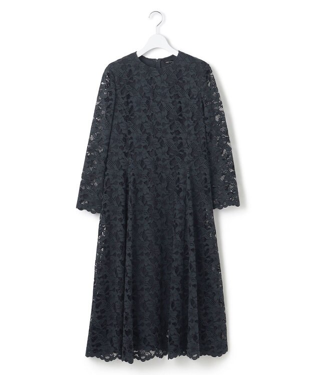 23区 L 【APPLAUDIR】ラッセルフラワーレース ドレス ネイビー系