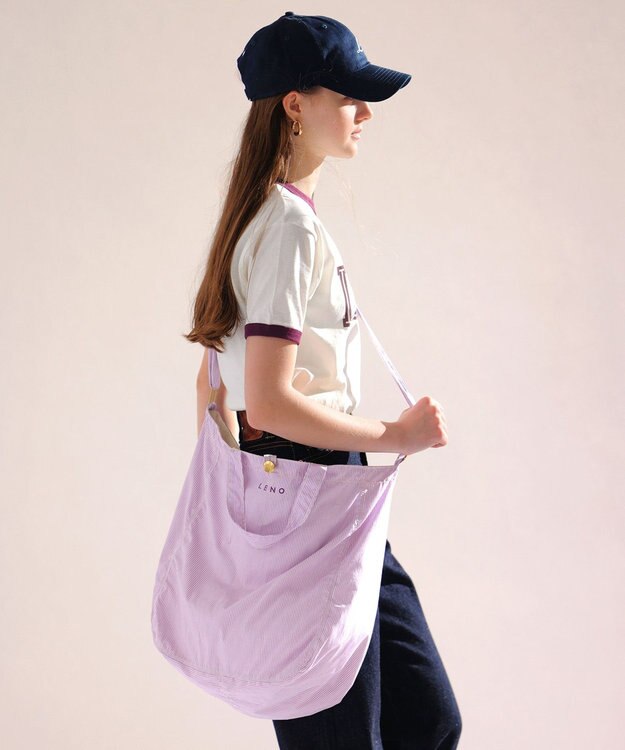 LENO NEWS PAPER BAG CANDY STRIPE / ニュースペーパーバッグ PINK
