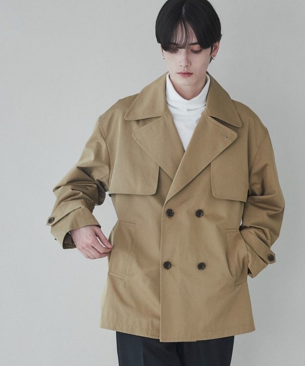 WEGO 【ユニセックス着用ITEM】ショートトレンチジャケット ベージュ