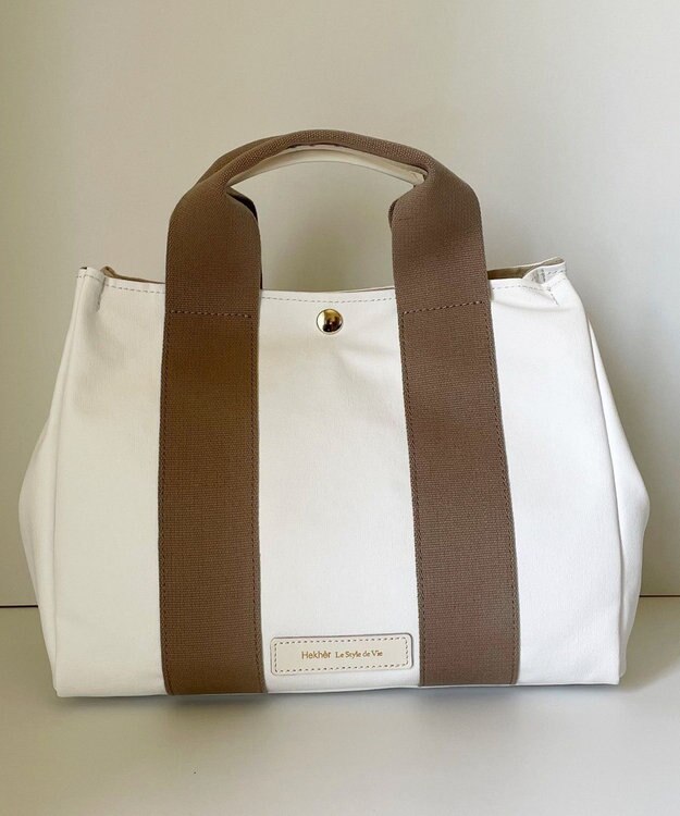 Hekhèr Le Style de Vie 新色追加【日本製 / 2WAY】PUコートコットンキャンバス トートバッグ medium ホワイト