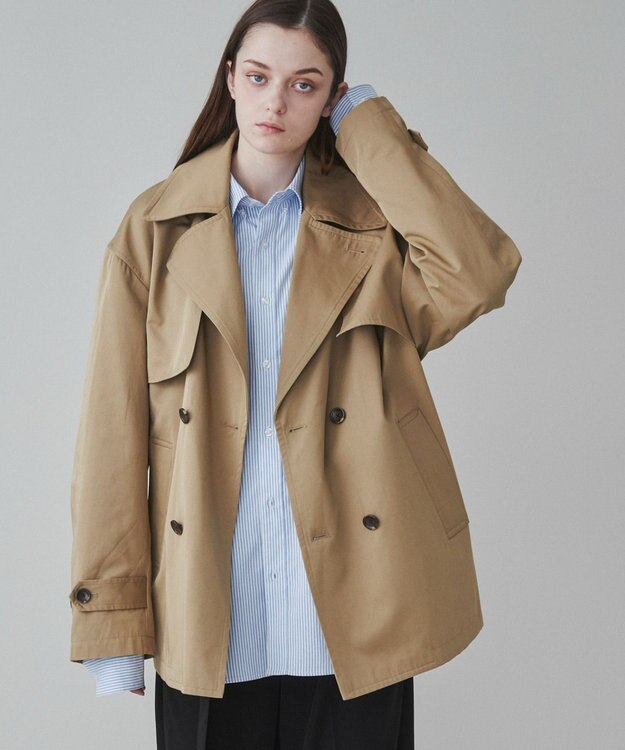 WEGO 【ユニセックス着用ITEM】ショートトレンチジャケット ベージュ