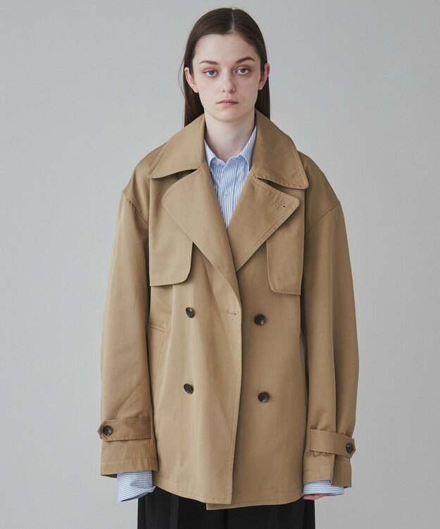 WEGO 【ユニセックス着用ITEM】ショートトレンチジャケット ベージュ