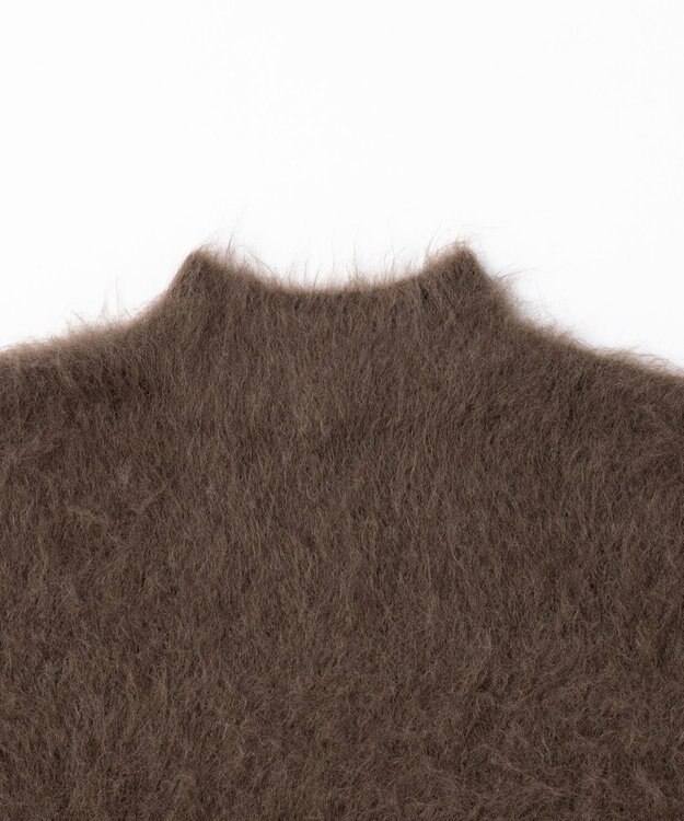 UNFILO 【洗える】アルパカシャギー ハイネッククロップドニット ブラウン