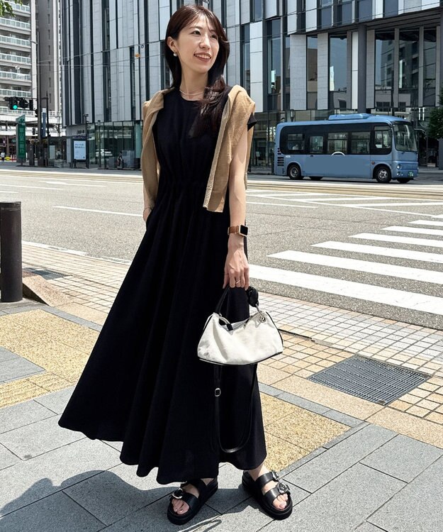 ICB 【ASUMI・MANAMIコラボ 丈が選べる】タックデザインワンピース ブラック系