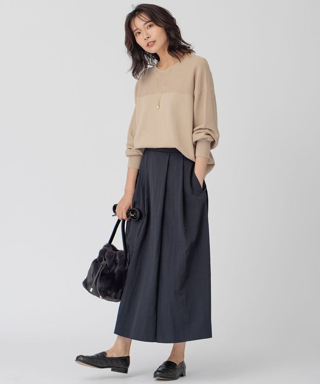 23区 【前後着用可能】コットンカシミヤ ニット ベージュ