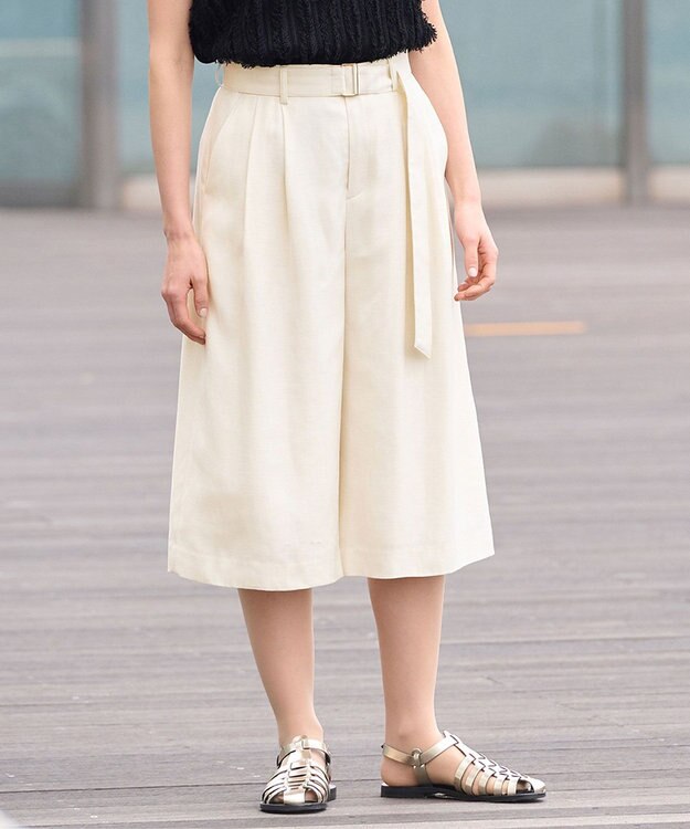 自由区 【XSサイズ～/洗える/セット可】キュプラリネンシャンタン ショートパンツ アイボリー系