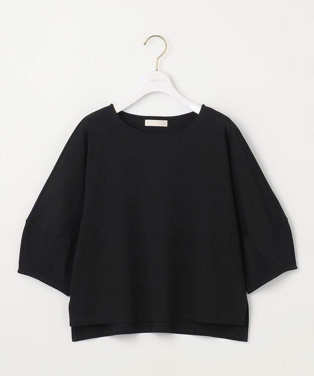 ANY SIS S 【撥水・汗ジミ防止・UVケア・洗える】スーピマスムース クロップド Tシャツ ブラック