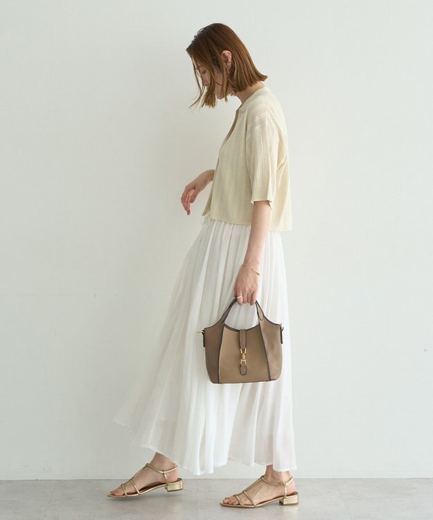 YECCA VECCA ストライプメッシュニットカーディガン Ivory