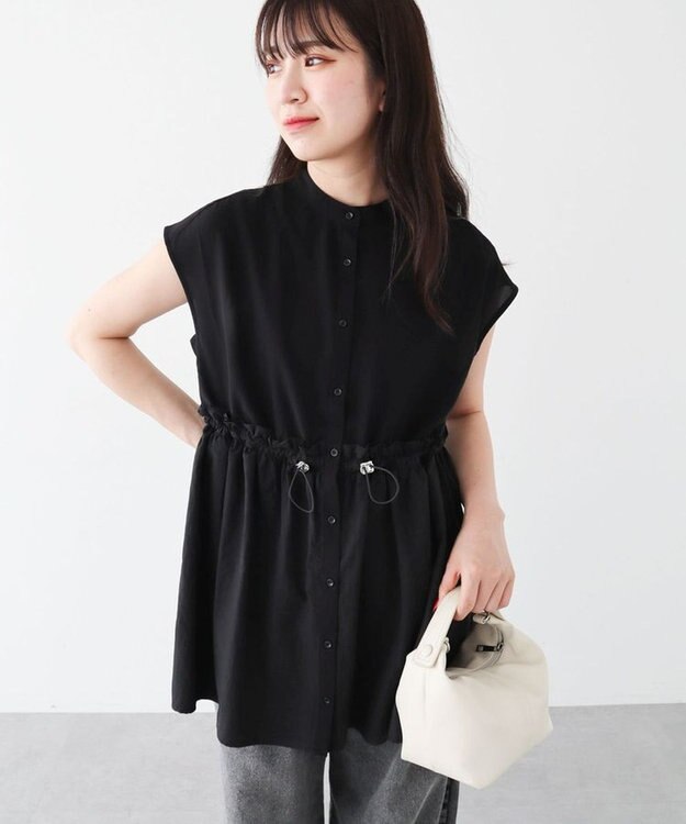 Green Parks 異素材ドッキングチュニック Black